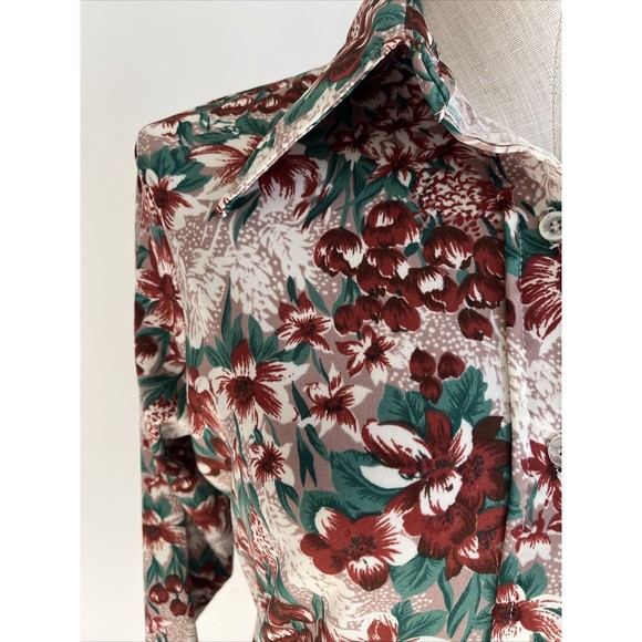 Cape Cod Match Mates Women's Size 12 Button Down Floral Shirt Blouse VTG 70s - Picture 4 of 12